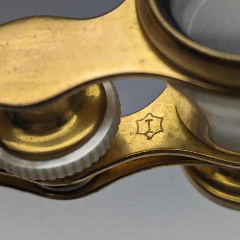 Opera glasses with French vintage white mother of pearl decoration handle IRIS PARIS